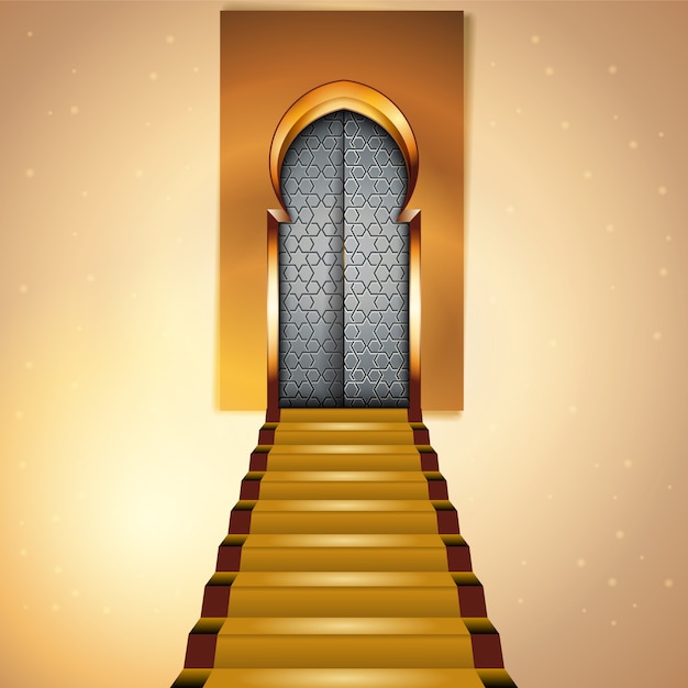 Vector islamic design mosque interior for greeting background