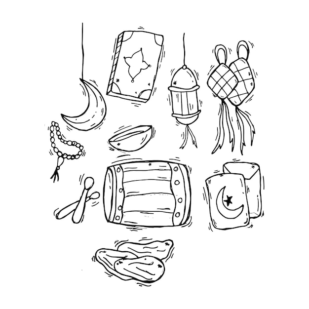 islamic doodle suitable for ramadan or eid mubarak event