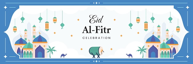 islamic eid alfitr celebration illustration template