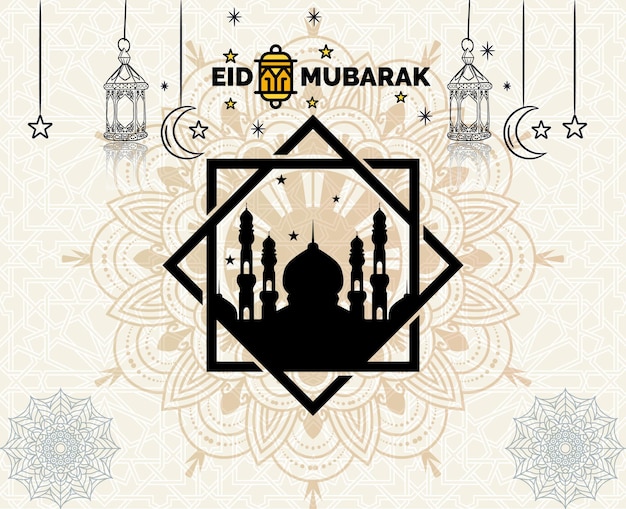 islamic eid festival greeting card design