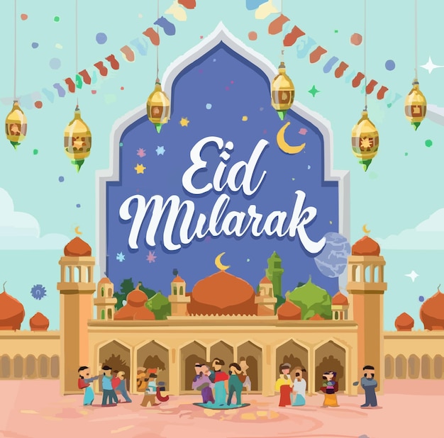 Vector islamic eid festival greeting illustration card design