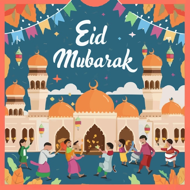 Vector islamic eid festival greeting illustration card design