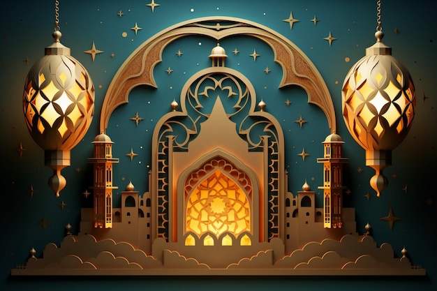 Islamic Eid Mubarak and Ramadan Kareem