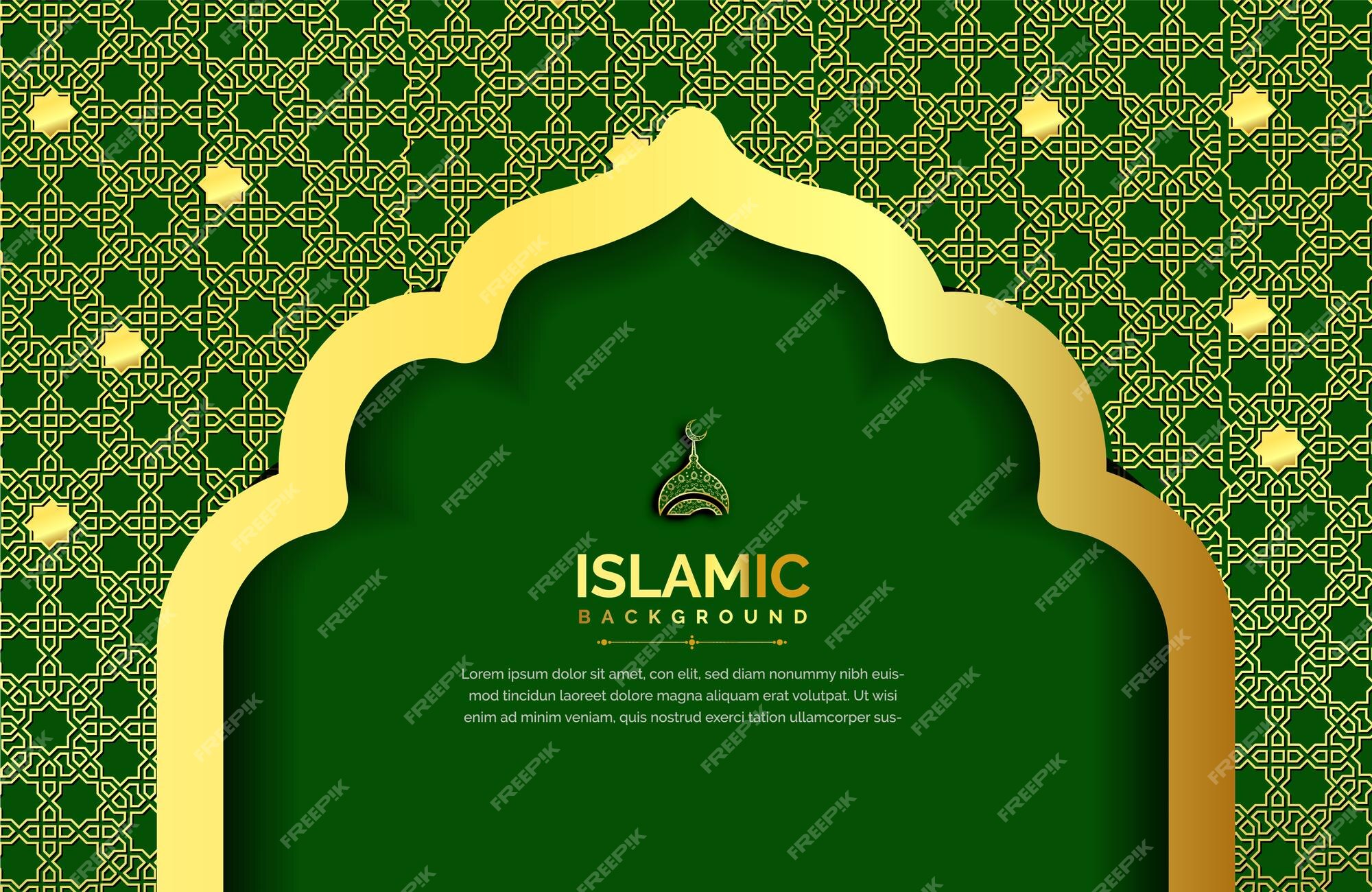 Premium Vector | Islamic elegant luxury green and golden ornamental