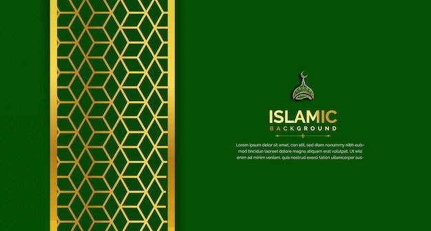 Fondo ornamentale verde e dorato di lusso elegante islamico