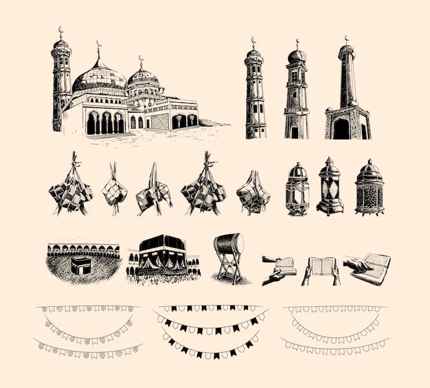 Vector islamic element collection