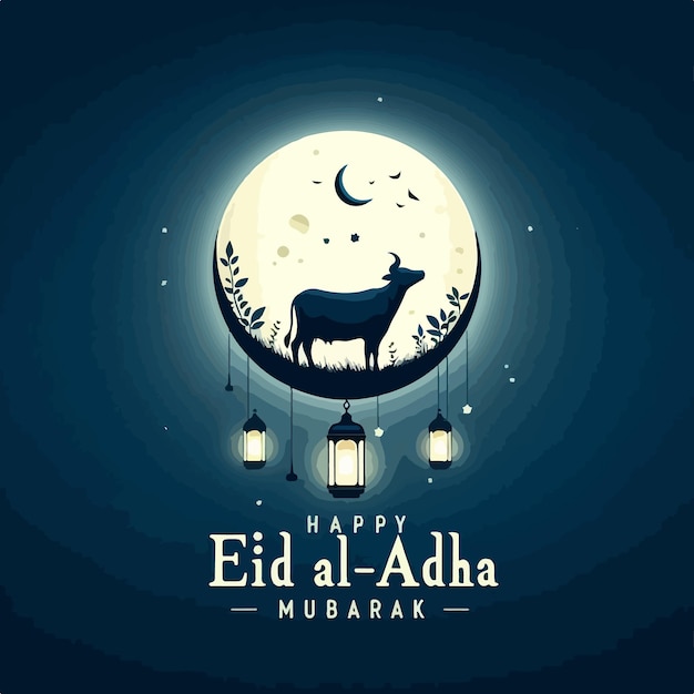 Исламский праздник eid aladha mubarak празднование вектор иллюстрация религиозного мусульманского праздника