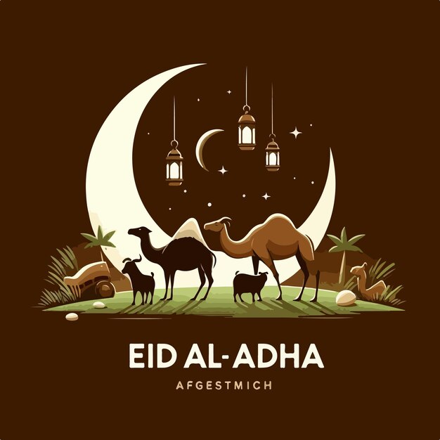 Vector islamic festival eid aladha mubarak celebration vector illustration of religious muslim festival