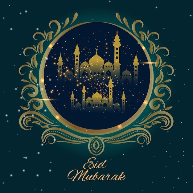 Vector islamic festival eid mubarak for season realistic with mosque design 11