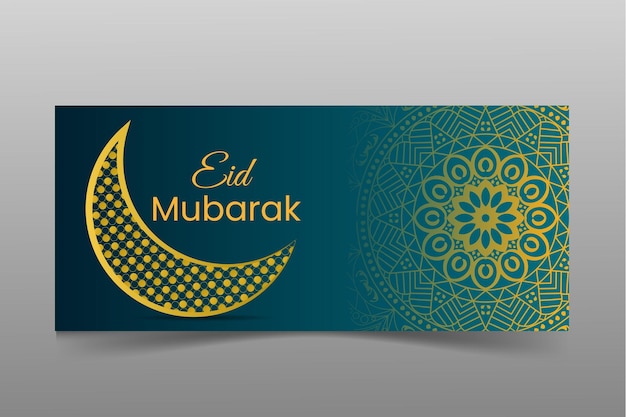 Islamic Festival Eid mubarak Template with Crescent Moon
