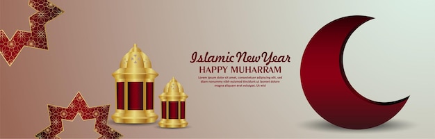 Banner o intestazione felice dell'invito di muharram del festival islamico