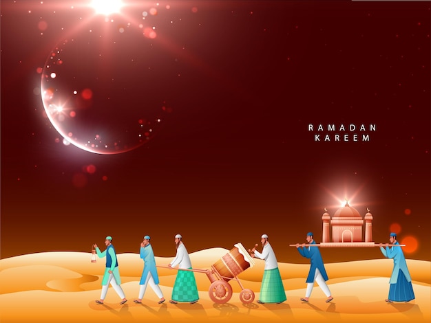islamic festival ramadan mubarak concept illustration