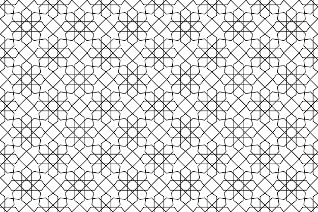 白い背景に黒い線を使用したイスラムの幾何学的な背景