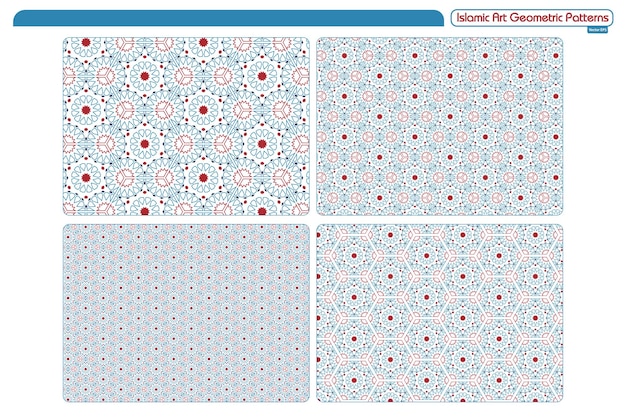 Исламские геометрические декоративные узоры, фоновая коллекция, фоновый исламский орнамент. Вектор