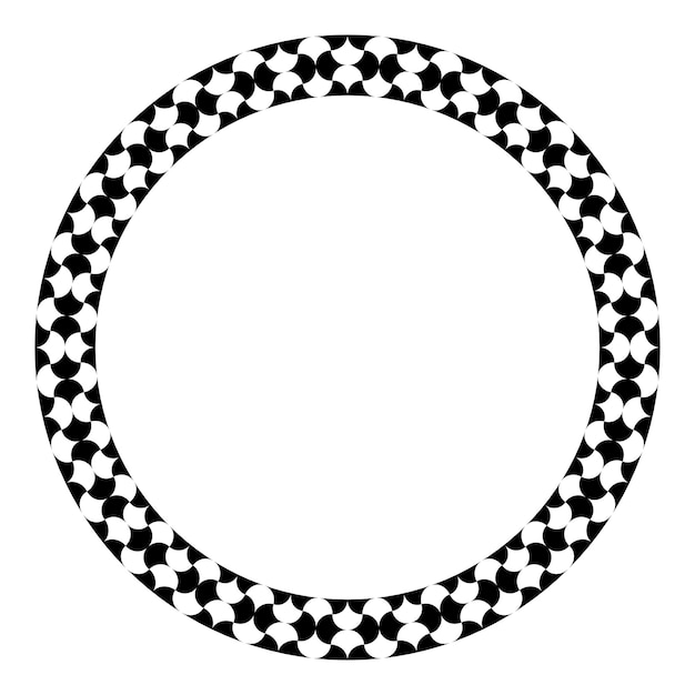 イスラムの幾何学図形は、丸いフレームを飾ります。アラビア語の円の境界線。ベクトルとイラスト。