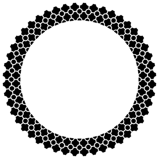 Islamic geometric figures ornament round frame. Arabic circle border. Vector and illustration.