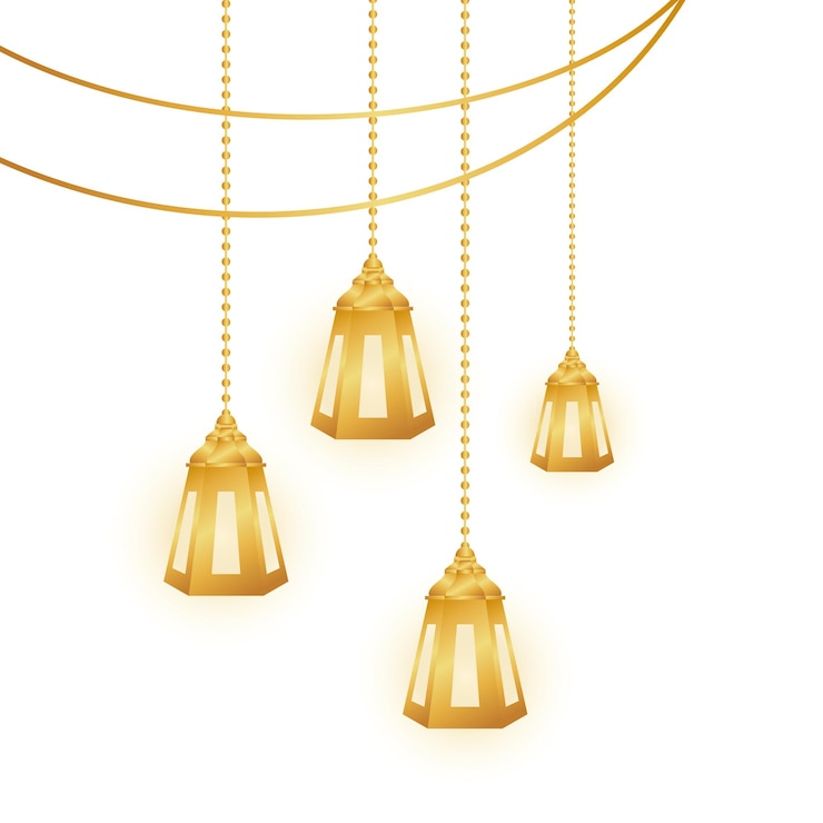 Vector islamic gold lantern decoration