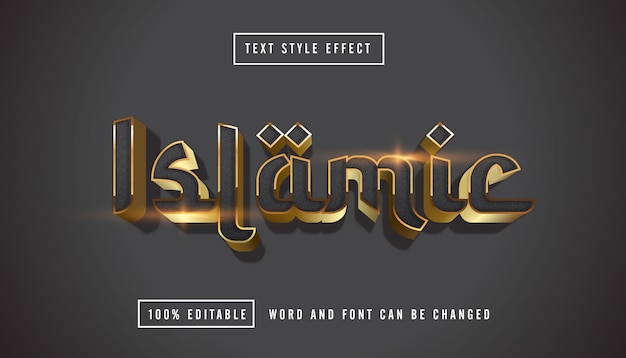 Текстовый эффект исламского золота редактируемый
