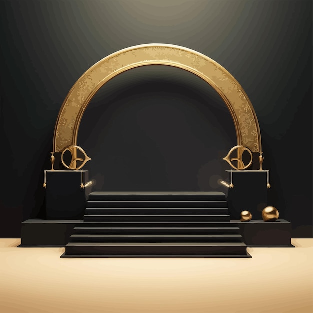 Vector islamic golden podium stand vector