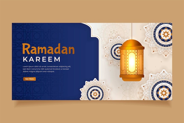 Islamic greeeting ramadan kareem banner template