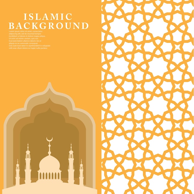 Islamic greeting card banner background with floral mosaic Islamic art ornament Vector illustration