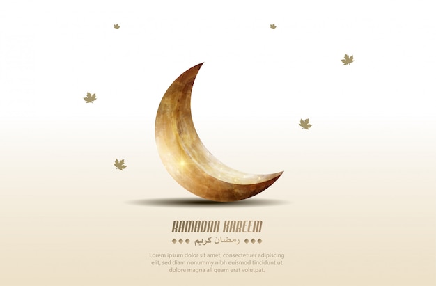 Islamic greeting design with gold crescent moon