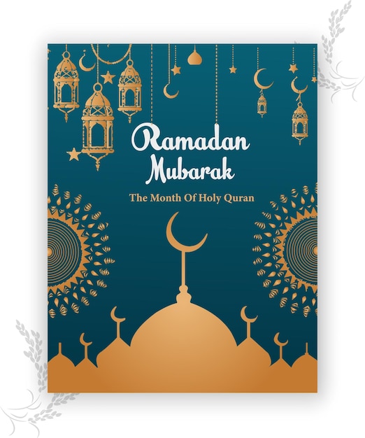 Islamic greeting Ramadan Kareem card design template