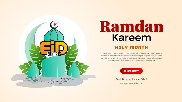 Vector islamic greeting ramadan kareem design background template with beautiful lanterns and crescent