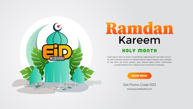 Saluto islamico ramadan kareem modello di sfondo di design con bellissime lanterne e mezzaluna