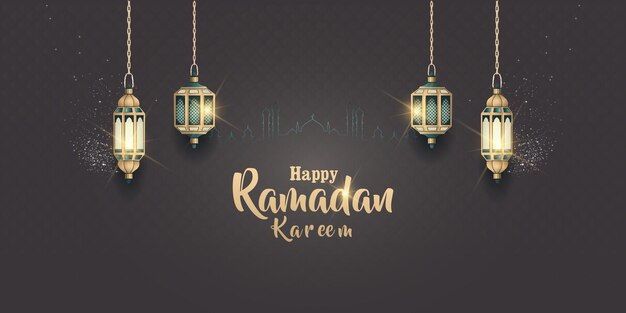 islamic greetings card design with lanterns