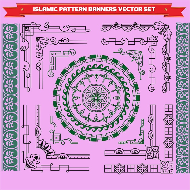 Islamic hand drawn greek border set