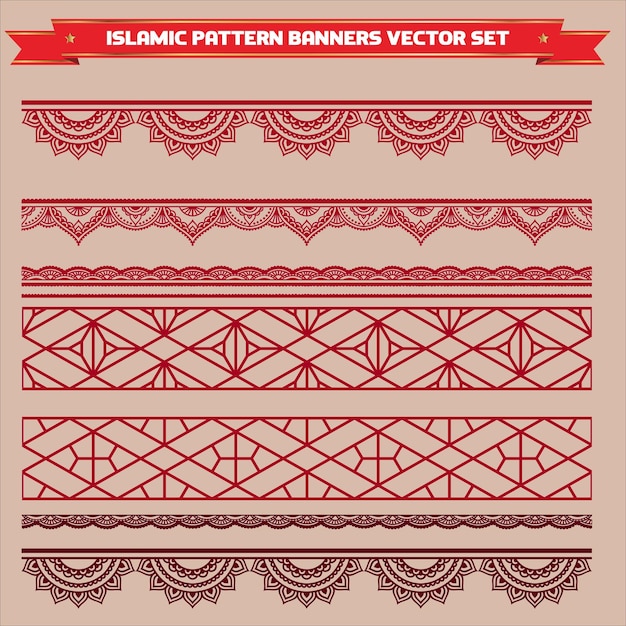 Islamic hand drawn greek border set