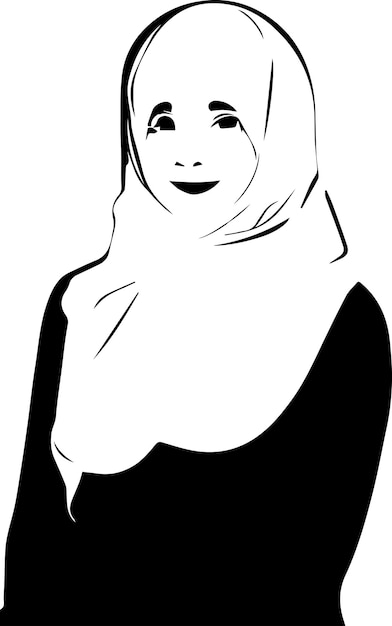 Vettore silhouette vettoriale ragazza hijab islamica 23