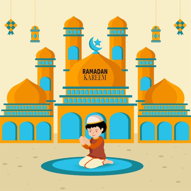 Poster di bandiere di vacanze islamiche e illustrazione vettoriale di inviti sfondo della moschea ramadan kareem