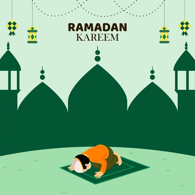 Poster di bandiere di vacanze islamiche e illustrazione vettoriale di inviti sfondo della moschea ramadan kareem