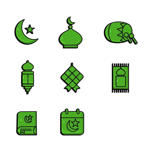 Islamic holiday symbol set vector design