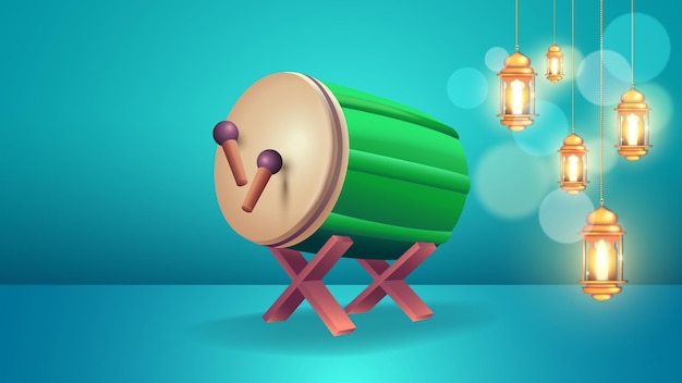 Islamic holiday themed drums are equipped with lanterns