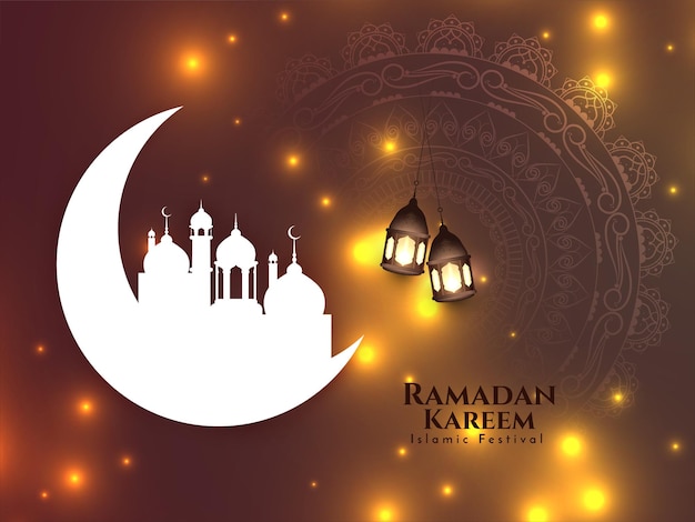 Islamic holy month Ramadan Kareem festival background design vector