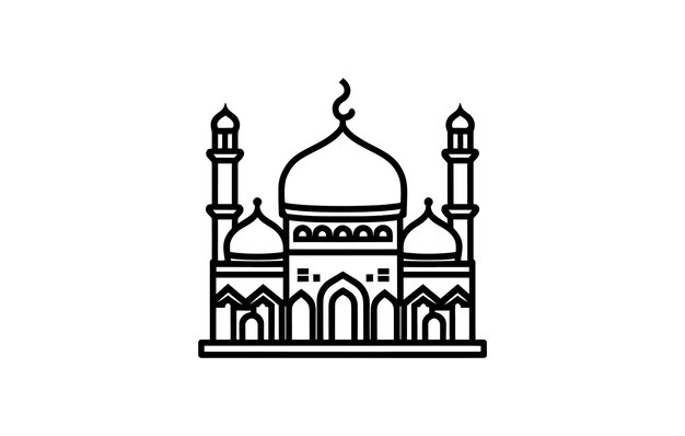 Islamic icon line art illustration Mosque Outline vector drawing silhouette