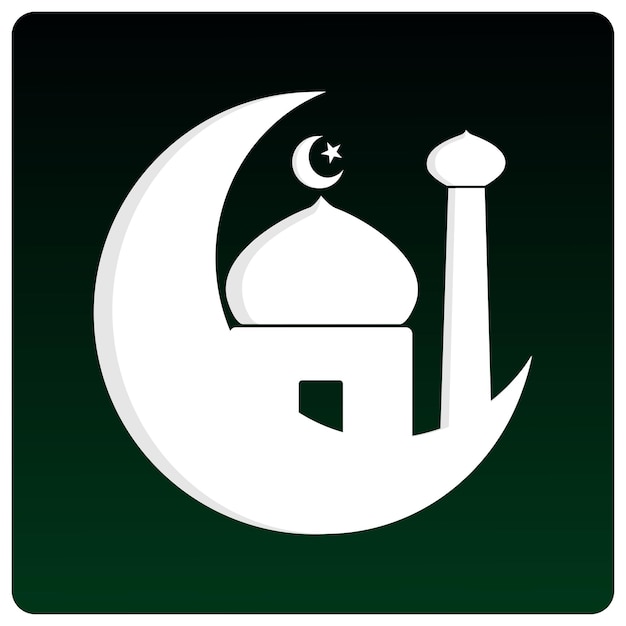 Islamic icon, moon star and mosque. Vector illustration.