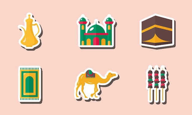 Islamic icon sticker set design