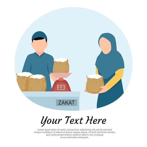 Islamic illustration of Muslimcollecting aims or zakat during Ramadan