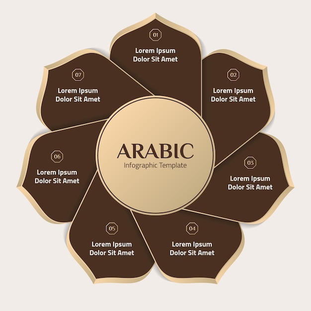 Vettore modello di design infografico islamico con elementi di design in stile arabo