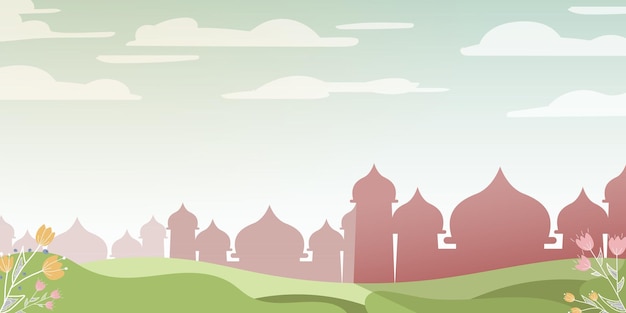 Islamic Landscape Banner Background Illustration