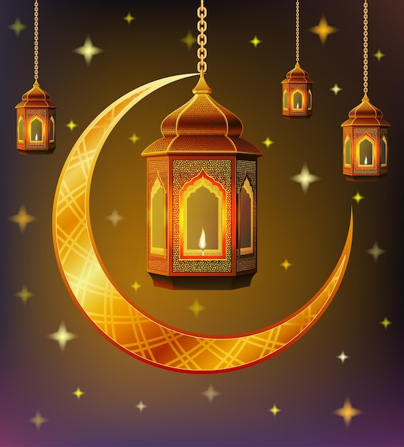 Vector islamic lantern muslims attribute of religion vector illustration