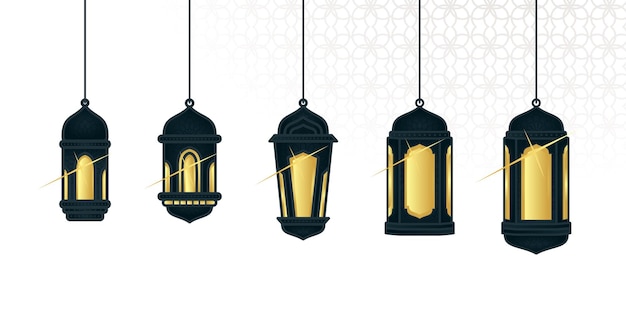 Islamic lantern vector icon collection