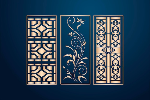 islamic Laser cut ornamental panel templates set decorative lace borders patterns vector