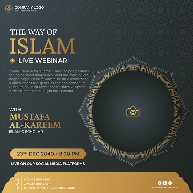 Islamic live webinar podcast talk show cover social media post design