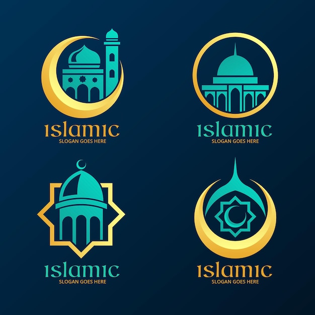 Vector islamic logo collection with mosque