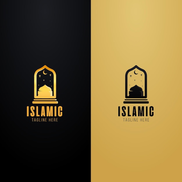 벡터 두 가지 색상으로 설정된 이슬람 로고